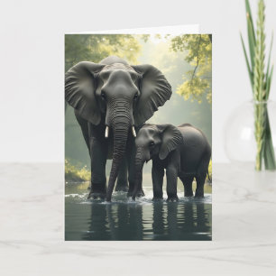 Cartão Dia de as mães Feliz   Elephant Themed