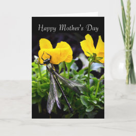 Cartão Dia de as mães Feliz - Geral - Dragonfly/ Pansies