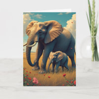 Dia de as mães Feliz | Mamãe e Baby Elephant