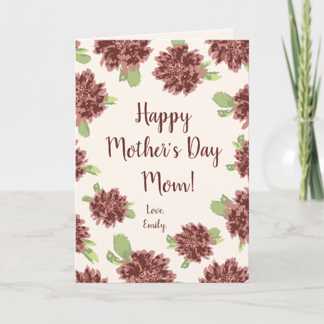 Cartão Dia de as mães Feliz - Quadro dos Visitantes Verme (Frente)