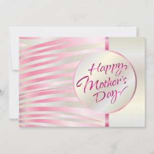 Cartão Dia de as mães Feliz, Rosa Elegante e Luxo Silver