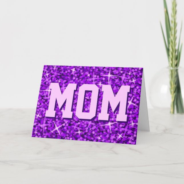 Cartão 'Dia de as mães feliz' roxo Glitz (Frente)