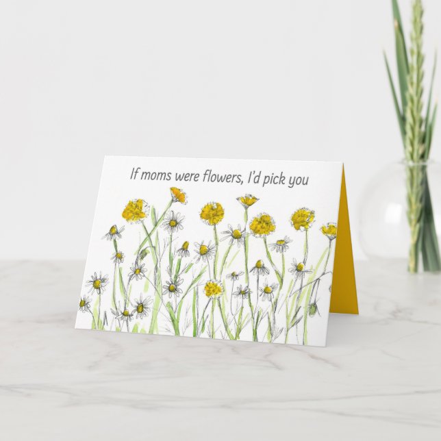 Cartão Dia de as mães Feliz Se As Mães Estivessem Amarela (Frente)