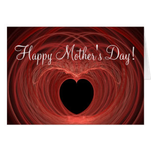 Cartão Dia de as mães Feliz, Vermelho e Coração Espiralea