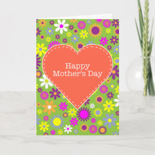 Cartão Dia de as mães floral feliz da Vintage