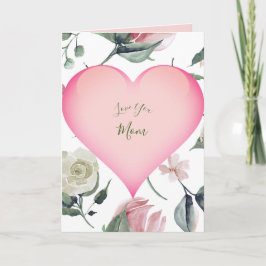 Cartão Dia de as mães Floral Moderno Cor-de-Rosa Pessoal