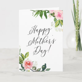 Cartão Dia de as mães Floral Rosa Suave