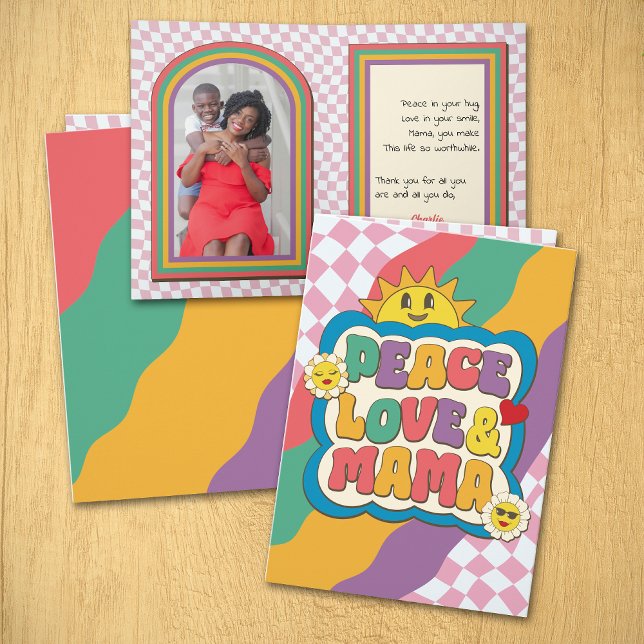 Cartão Dia de as mães Fotográfico Engraçado Retro Groovy (Criador carregado)