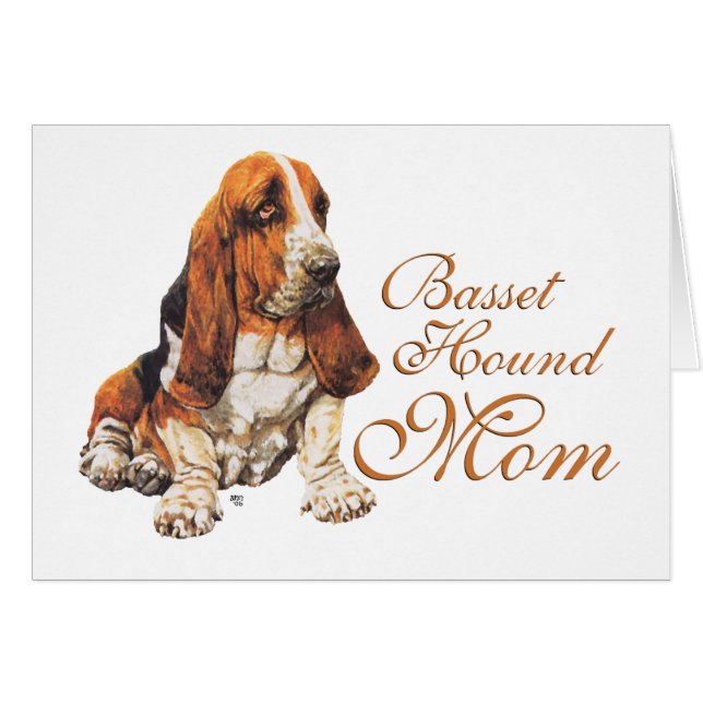 Cartão Dia de as mães Hound Basset (Frente Horizontal)
