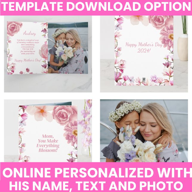 Cartão Dia de as mães Keepsaaquarela Floral (Mother's Day Keepsake Watercolor Floral Card)