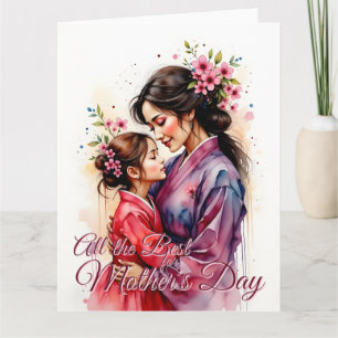 Cartão Dia de as mães Kimono Art com Embraço Floral