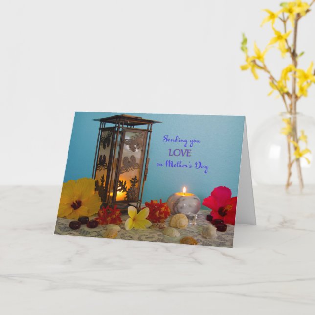 Cartão Dia de as mães Lanterna e Flores (Flor Amarela)