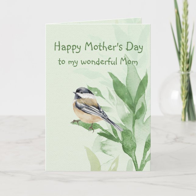 Cartão Dia de as mães Mãe Mãe Chickadee Garden Bird Card (Frente)