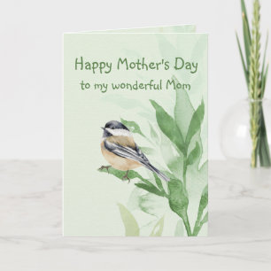 Cartão Dia de as mães Mãe Mãe Chickadee Garden Bird Card
