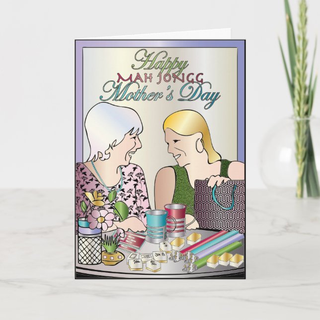 Cartão Dia de as mães Mah Jongg (Frente)