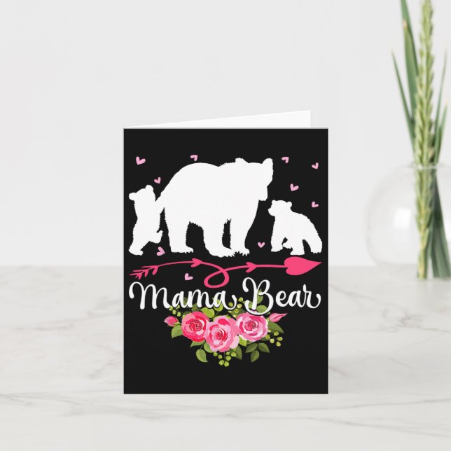 Cartão Dia de as mães Mama Bear Com 2 Cubs (Frente)