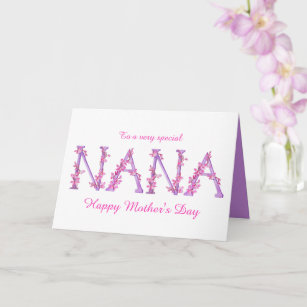 Cartão Dia de as mães personalizado do Nana watercolor Or