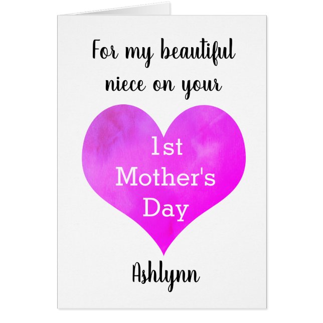 Cartão Dia de as mães Personalizado Niece 1rua (Frente)