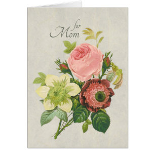 Cartão Dia de as mães Redouté Rosa Rosa CC1111 - Placa