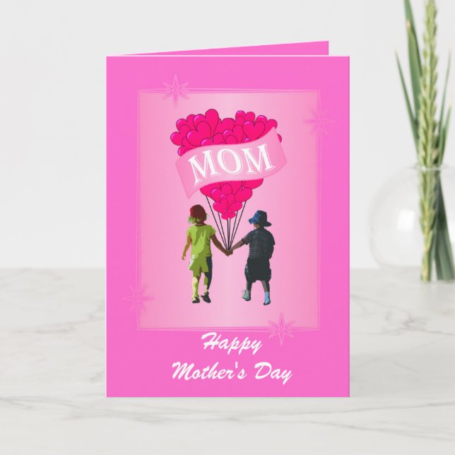 Cartão Dia de as mães rosa (Frente)