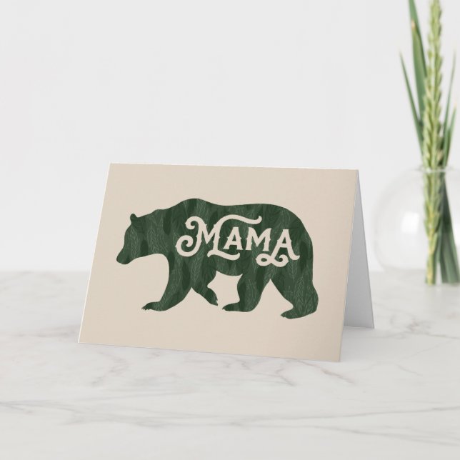 Cartão Dia de as mães Rustic Mama Bear Silhouette (Frente)