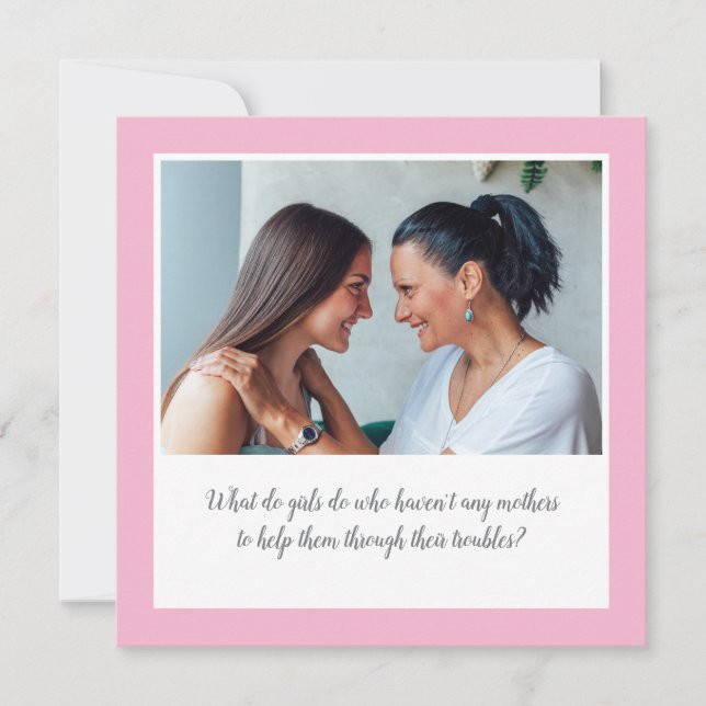 Cartão Dia de as mães Sentimental Duas Fotografias e Cota (Frente)