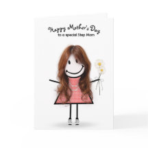 Dia de as mães Stick Figure Girl para Stepman