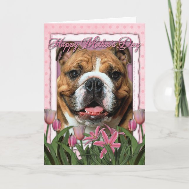 Cartão Dia de as mães - Tulipas Rosa - Bulldog (Frente)