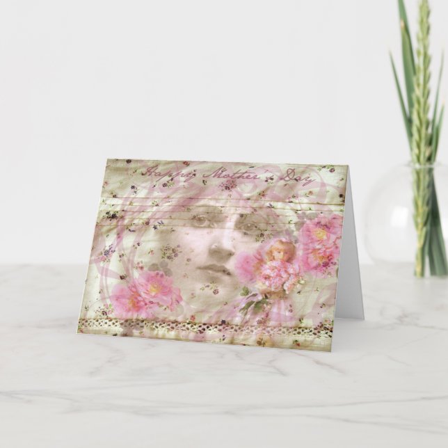 Cartão Dia de as mães Vintage (Frente)