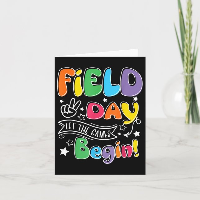 Cartão Dia de Campo de Professor Aluno Que Começam Os Jog (Frente)