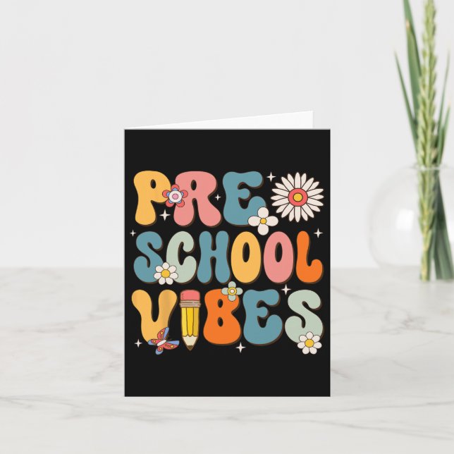 Cartão Dia De Escola Pré-Escolar Vibrações De Volta À Esc (Frente)