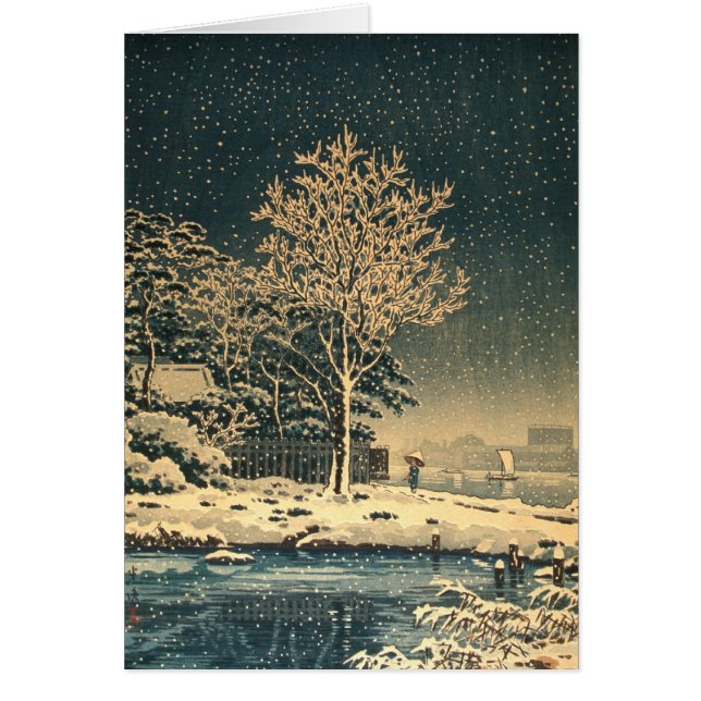 Cartão Dia de inverno no Rio Sumida, no Japão (Frente)