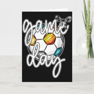 Cartão Dia de Jogo de Futebol Retro Coquette Laço Mulhere