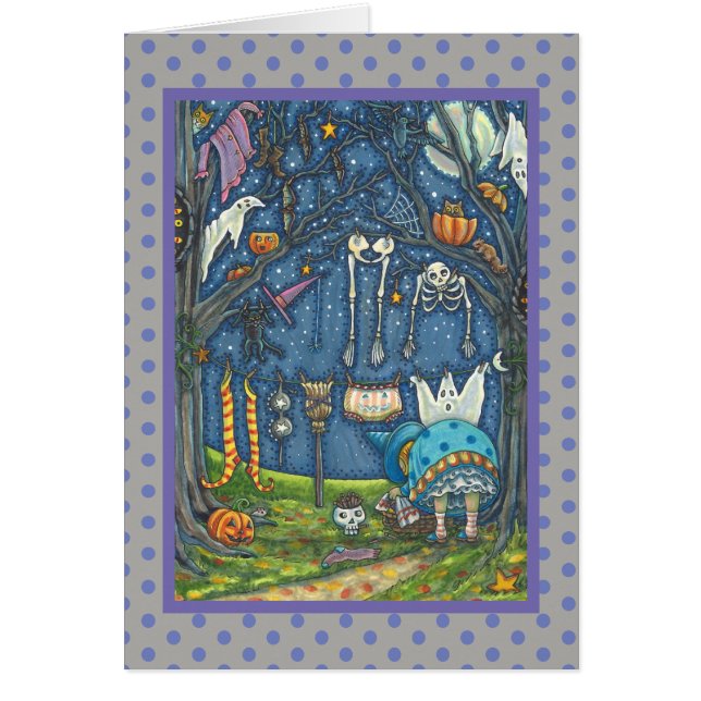 CARTÃO DIA DE LANÇAMENTO DE BRUXAS, ESQUELETÕES FANTASIA  (Frente)