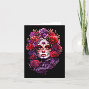 Cartão Dia De Los Muertos 2024 Crânio De Açúcar Catrina D
