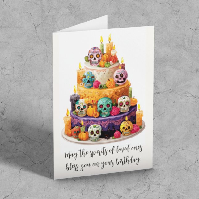 Cartão Día de los Muertos Birthday Cake (Criador carregado)