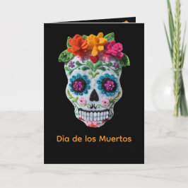 Cartão Dia de Los Muertos Dia dos Mortos Bordado Caveira