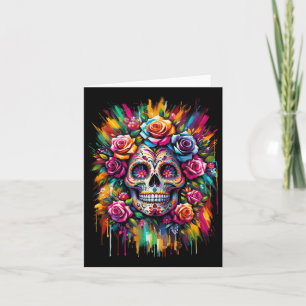Cartão Dia De Los Muertos Do Hallowe Do Crânio Do Açúcar