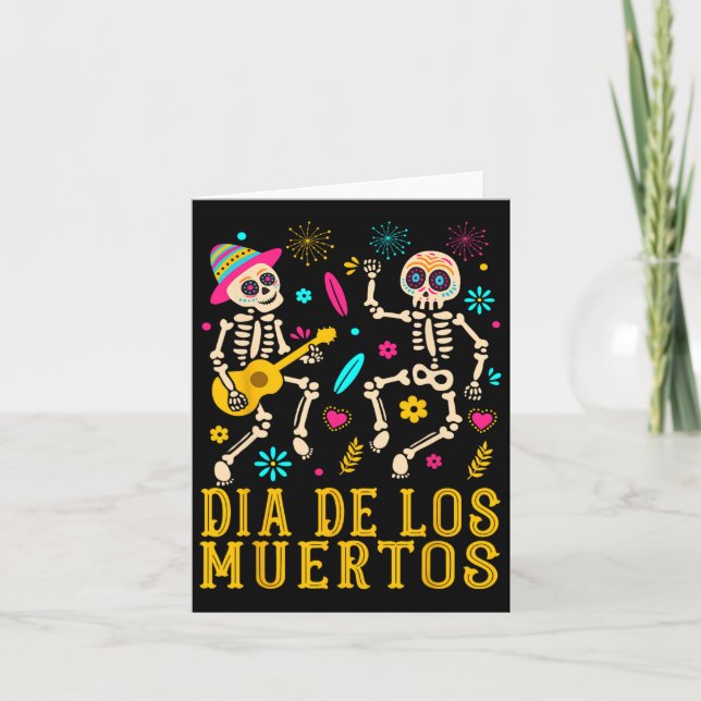 Cartão Dia De Los Muertos Figurino Dia Dos Mortos Skeleto (Frente)