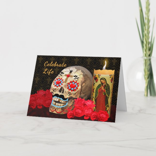 Cartão Dia de los Muertos Greeting Card (Frente)