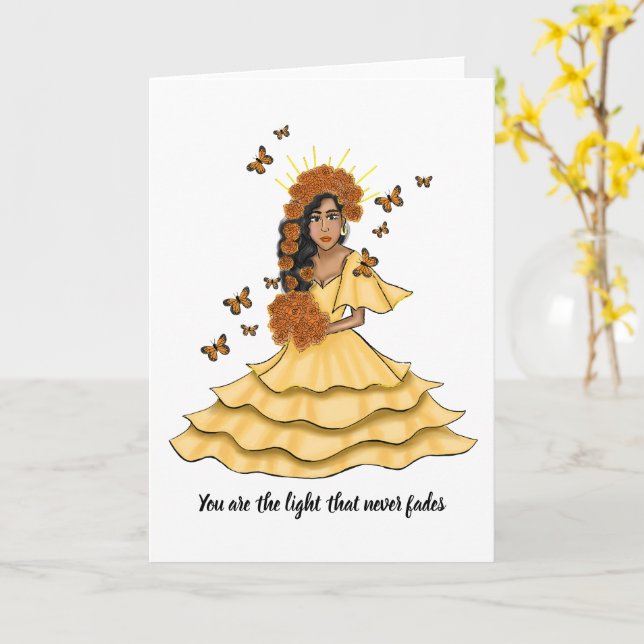 Cartão Día De Los Muertos Inspired - Encouragement Card (Flor Amarela)