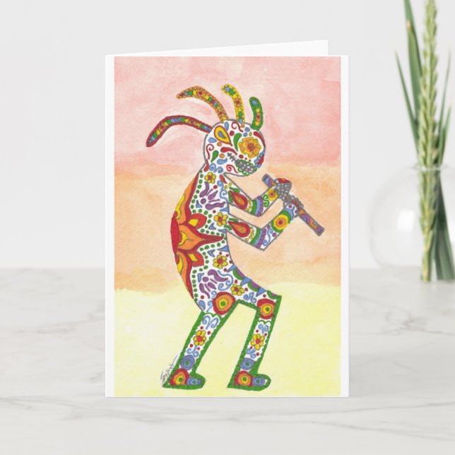Cartão Dia de Los Muertos Kokopelli (Frente)