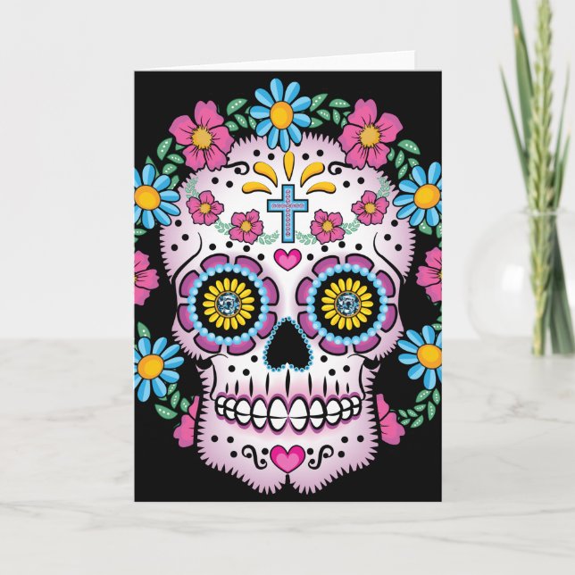 Cartão Dia de los Muertos Skull (Frente)
