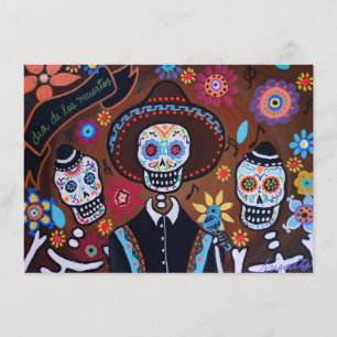 Cartão Dia de los Muertos Tres Amigos Mariachi