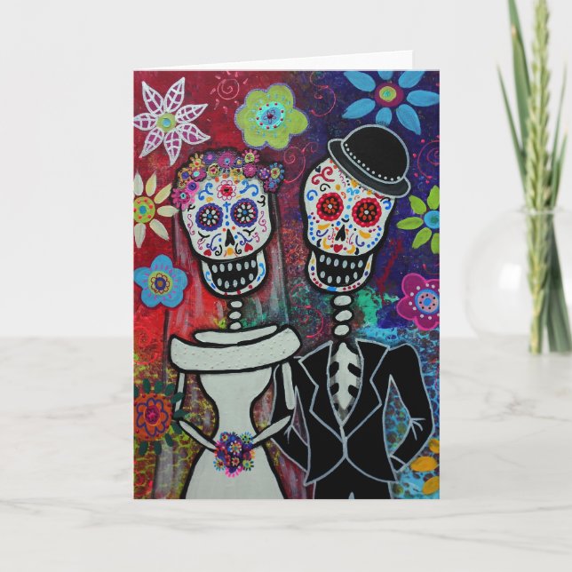 Cartão Dia de los Muertos Wedding (Frente)