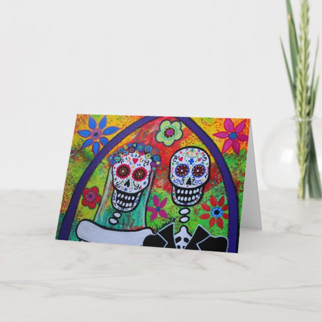 Cartão Dia de los Muertos Wedding (Frente)
