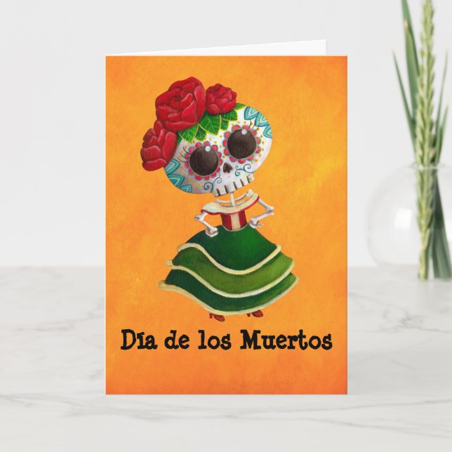 Cartão Dia de Muertos Mexican Miss Death (Frente)