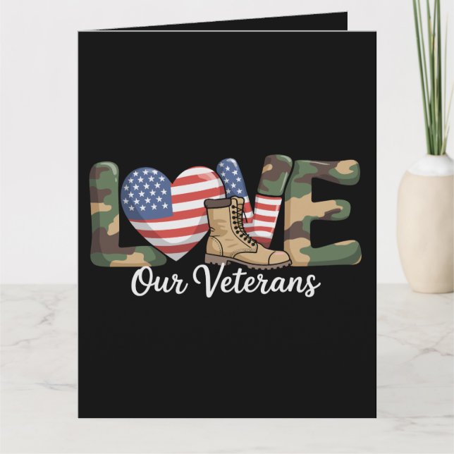 Cartão Dia de Orgulho dos Nossos Veteranos Bandeira Ameri (Frente)