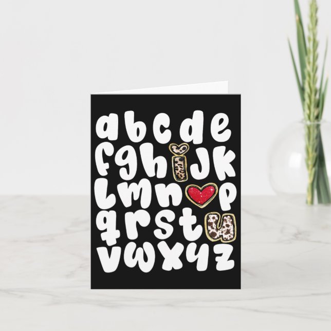 Cartão Dia de os namorados Alphabet Abc Eu Te Amo Profess (Frente)