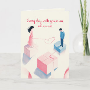 Cartão Dia de os namorados artístico de amor e aventura